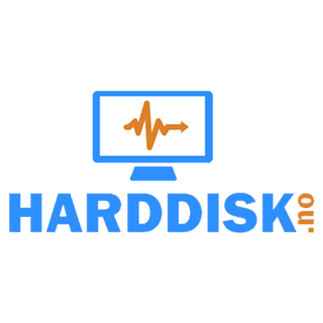HARDDISK.no logo featuring a blue monitor icon with an orange data waveform inside.