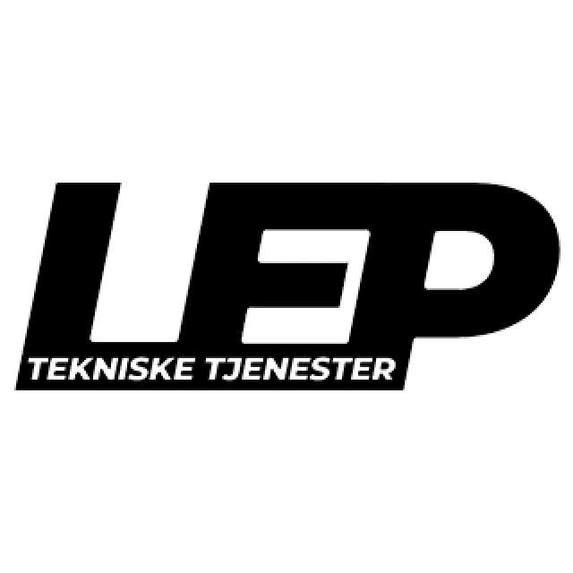 LEP Tekniske Tjenester logo in bold black text on a clean white background.