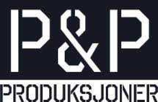 P&P PRODUKSJONER logo featuring stylized white text on a dark rectangular background.